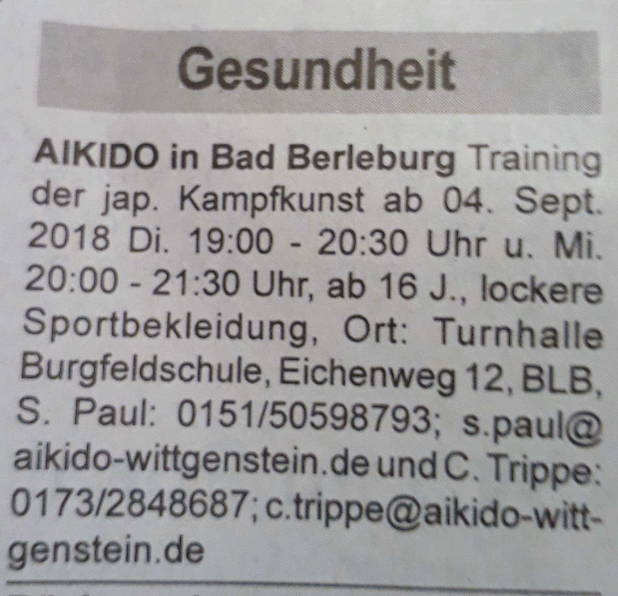 Anzeige-Trainingsstart